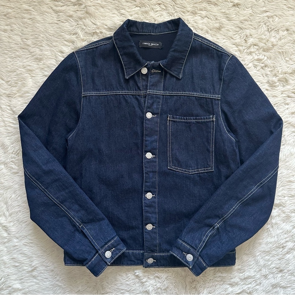 Frankie Morello Milan Men’s Denim Jacket Button Up Lined Dark Wash Classic Sz M